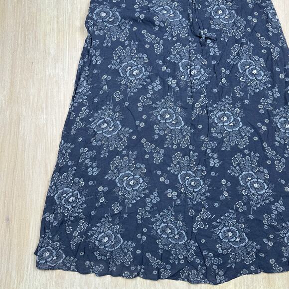 Madewell Indigo Blue Tie Back Button Front Archival Floral Print Midi Dress 8 - Picture 11 of 16